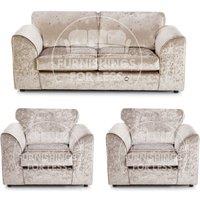 Crystal Crushed Velvet 5 Seater 3 Piece Sofa Suite - 3, 2 and Armchair Seater Full Back
