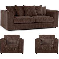 Luxor Jumbo Cord 3 + 1 + 1 Fabric 3 Piece Sofa Suite - Scatter Back