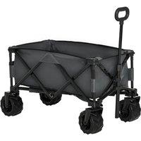 OUTSUNNY Outdoor Pull Cart Folding Cargo Wagon Trailer Beach Garden w/ Handle in Dark Grey