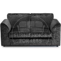 Furnishings For Less UK Crystal Crushed Velvet 2 Seater Sofa Full Back Curved Arm in Black