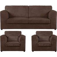 Luxor Jumbo Cord 3 + 1 + 1 Fabric 3 Piece Sofa Suite - Fullback