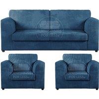 Luxor Jumbo Cord 3 + 1 + 1 Fabric 3 Piece Sofa Suite - Fullback