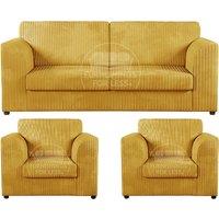 Luxor Jumbo Cord 3 + 1 + 1 Fabric 3 Piece Sofa Suite - Fullback