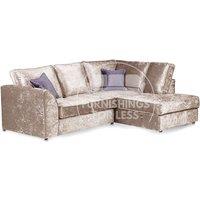 Furnishings For Less UK Crystal Crushed Velvet 3 to 4 Seater L Shaped Corner Sofa Right Hand Facing in Beige