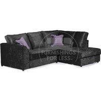 Crystal Crushed Velvet 3 to 4 Seater L Shaped Corner Sofa Right Hand Facing