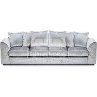 Furnishings For Less UK Crystal Crushed Velvet Long 4 Seater Sofa Scatter Back Curved Arm in Silver