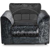 Crystal Crushed Velvet Single Seater Armchair Curved Arm