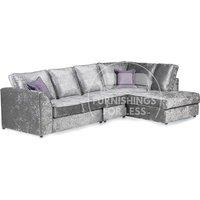 Crystal Crushed Velvet Large 5 Seater L Shaped Corner Sofa Right Hand Facing Full Back