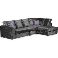 Crystal Crushed Velvet Large 5 Seater L Shaped Corner Sofa Right Hand Facing Full Back