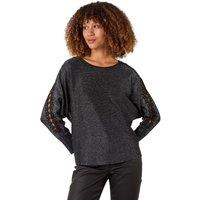 Roman Women's Sleeve Braid Detail Knit Jumper in Black | Size: Small