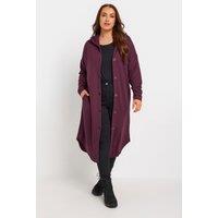 Yours Women's Buttoned Through Hooded Maxi Jacket in Red | Size: 18
