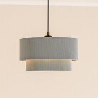 ValueLights Mason Ruched Crinkle Fabric 2 Tier Ceiling Floor Table Lamp Shade with LED Bulb in Dark Grey