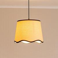 ValueLights Dutton Natural Fabric Scallop Edge Ceiling Floor Table Large Lamp Shade in Black