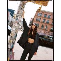 NastyGal Women's Premium Pinstripe Tailored Shacket Co-ord in Mono | Size: 10