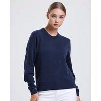 Alse Studio Women's Premium Quality 100% Cotton Crew Neck Long Sleeve Jumper in Navy | Size: Small