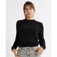 Alse Studio Women's Premium Quality 100% Cotton Crew Neck Long Sleeve Jumper in Black | Size: Large