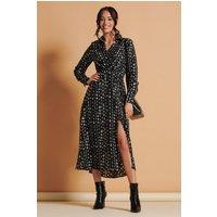 Jolie Moi Women's Wrap Detail Shirt Maxi Dress in Black | Size: 8