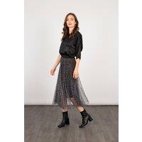 Sarta Women's Eden Tulle Swing Skirt - Grey, Leopard in Grey | Size: 16-18