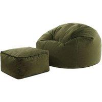 icon Kingston Classic Velvet Bean Bag Chair & Pouffe Pink Bean Bag Chair in Olive