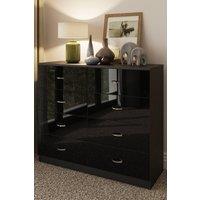 FWStyle Chilton Black Gloss 8 Drawer Chest (H) 73.5cm (W) 104cm (D) 40cm
