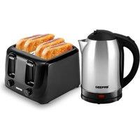 Geepas 1.8L Stainless Steel Kettle & 4 Slice Toaster Set in Black