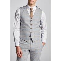 Antique Rogue Men's Pale Putty Check Waistcoat in Beige | Size: 46R