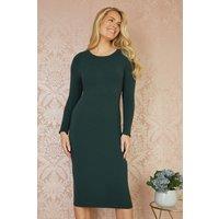 Yumi Women's Green Sparkle Knit Midi Jumper Dress | Size: Large