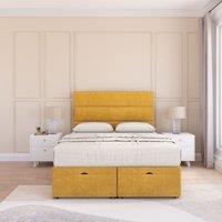 Texas Plush Fabric Ottoman Bed End Opening With Sprung Memory Mattress & 26 Inch strut Headboard
