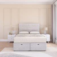 Texas Plush Fabric Ottoman Bed End Opening With Sprung Memory Mattress & 26 Inch strut Headboard