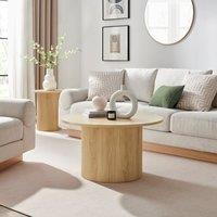 FurnitureboxUK Penrose Round Wooden Pedestal Coffee Table in Light Oak