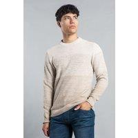 Tokyo Laundry Men's Colour-Block Crew Neck Knit Jumper in Ecru | Size: XL