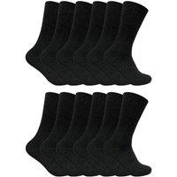 Sock Snob Men's 12 Pairs Thin Non Elastic Thermal Diabetic Socks in Black | Size: 6-11