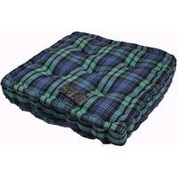 Homescapes Cotton Black Watch Tartan Floor Cushion in Blue | Size: 50 cm x 50 cm