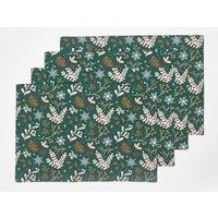 Homescapes Festive Forest Green Christmas Placemats, Set of 4