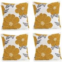 Luxury Living Poppy Chenille Cushions Set of 4 - Luxurious Floral Design, Thick Jacquard Fabric, Easy-Care with Wide Zip | Size: 45 cm x 45 cm