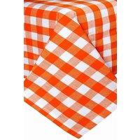 Homescapes Block Check Cotton Gingham Tablecloth, 137cm x 178cm in Orange | Size: 137 cm x 178 cm