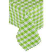 Homescapes Block Check Cotton Gingham Tablecloth, 137cm x 178cm in Green | Size: 137 cm x 178 cm