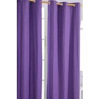 Homescapes Plain Cotton Ready Made Eyelet Curtain Pair in Purple | Size: 117 cm width x 137 cm drop