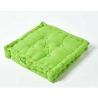 Homescapes Plain Cotton Floor Cushion in Green | Size: 50 cm x 50 cm
