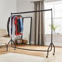 House of Home Clothes Rail Superior Heavy Duty Rack With Wheels 6FT Long x 5FT Tall in Black