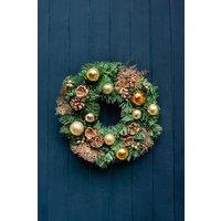 Marco Paul Christmas Artificial Wreath With Gold Baubles Pinecones in Green