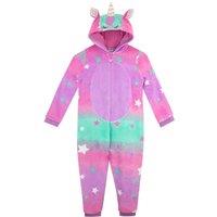 Harry Bear Girl's Star Unicorn Onesie Fleece All in One in Pink | Size: 8-9 Years