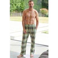 British Boxers Men's Shetland Check Brushed Cotton Pyjama Trousers in Pale Green | Size: Large