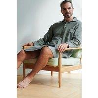 British Boxers Men's "Orkney" Herringbone Brushed Cotton Nightshirt in Pale Green | Size: Large
