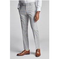 Antique Rogue Men's Agate Taupe Blue Check Trousers in Beige | Size: 42R