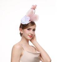 PEACH ACCESSORIES Women's Flower & Feather Heart Fascinator in Dusty Pink