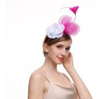 PEACH ACCESSORIES Women's Flower & Feather Heart Fascinator in Fuchsia