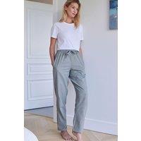 British Boxers Women's "Orkney" Herringbone Brushed Cotton Pyjama Trousers in Light Green | Size: Small