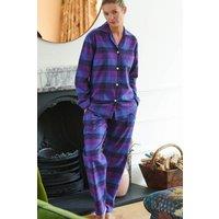 British Boxers Women's " Berwick" Check Brushed Cotton Pyjamas in Indigo | Size: Large