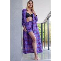 British Boxers Women's Lomond Tartan Brushed Cotton Dressing Gown in Bright Pink | Size: XL